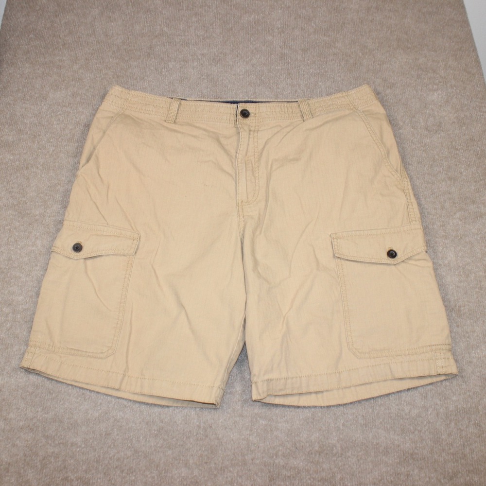 IZOD Mens Tan Khaki Ripstop Cargo Shorts Size 36 Cotton Casual Outdoor